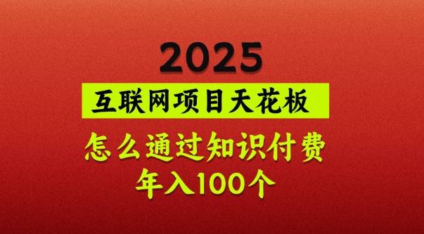 2025项目天花板，普通怎么通过知识付费翻身，年入百个【揭秘】-天涯云创